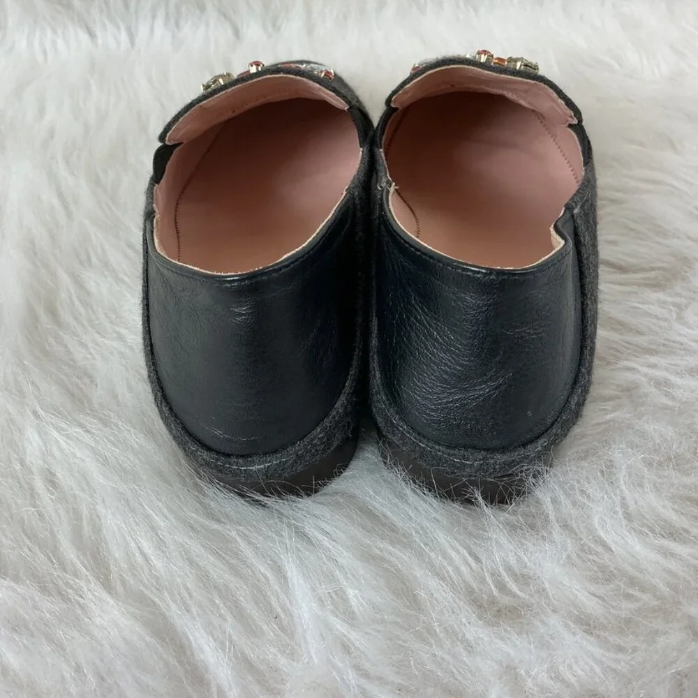 J. Crew Gray Janie Jewel Convertible Smoking Slippers Loafers Mules 9.5